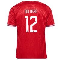 Denmark Kasper Dolberg #12 Replica Home Shirt Euro 2024 Short Sleeve